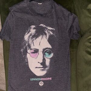 Gray Graphic T-Shirt with Lennon Design